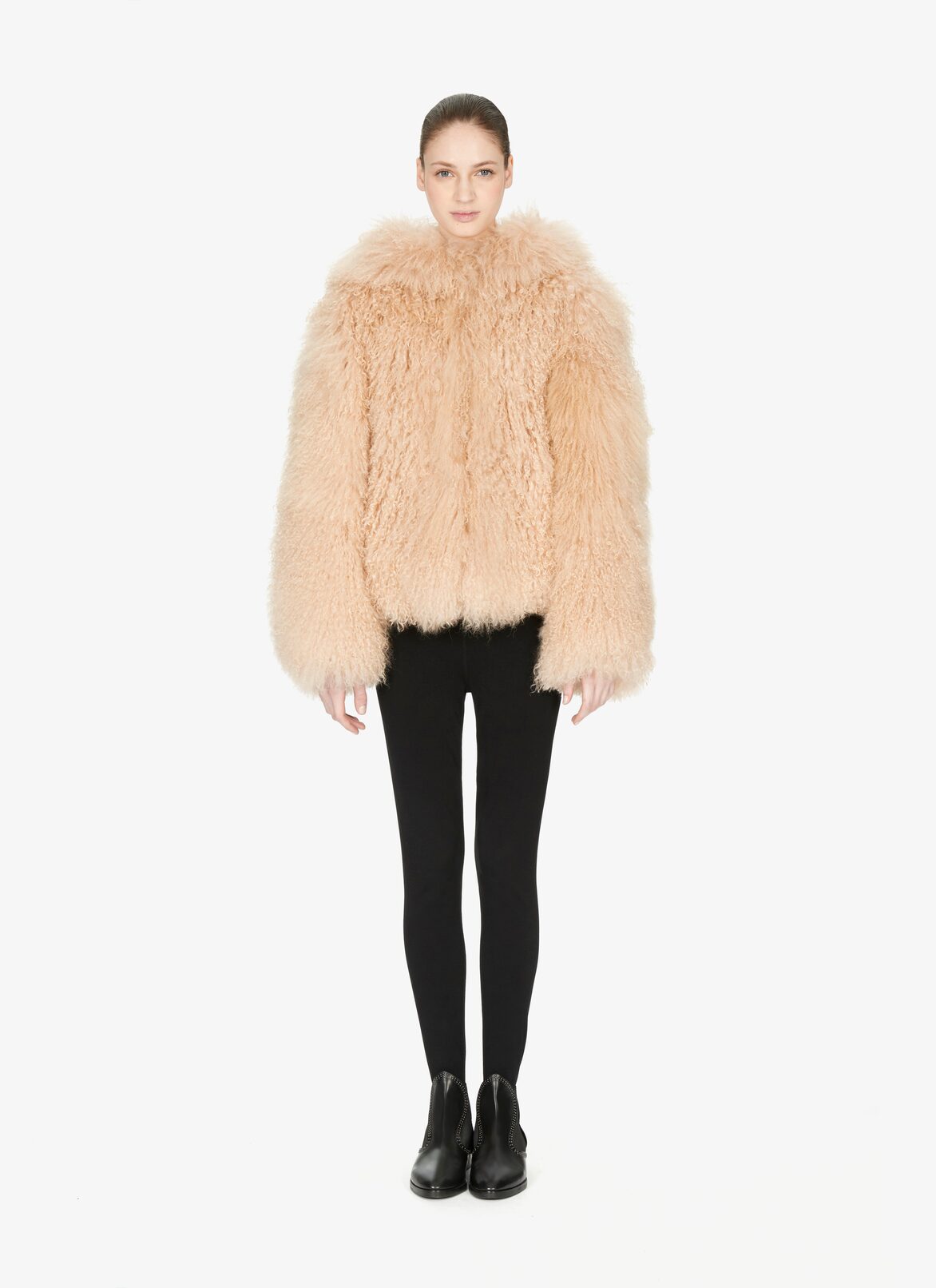 Mongolia Lambskin Hooded Jacket ALAÏA BEIGE MONGOLIA LAMBSKIN HOODED JACKET